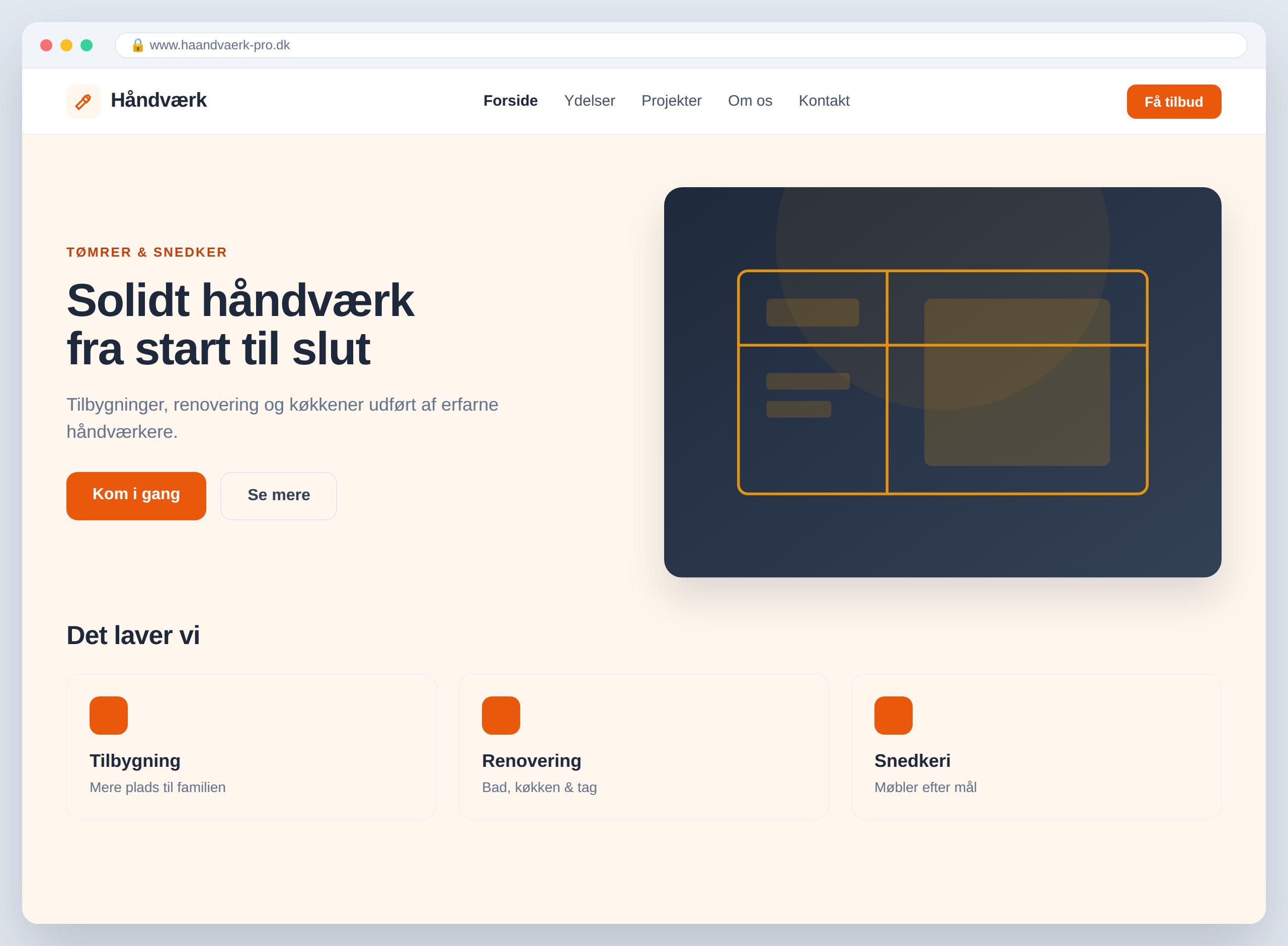 Prisvenligt hjemmeside-design til branchen Håndværker
