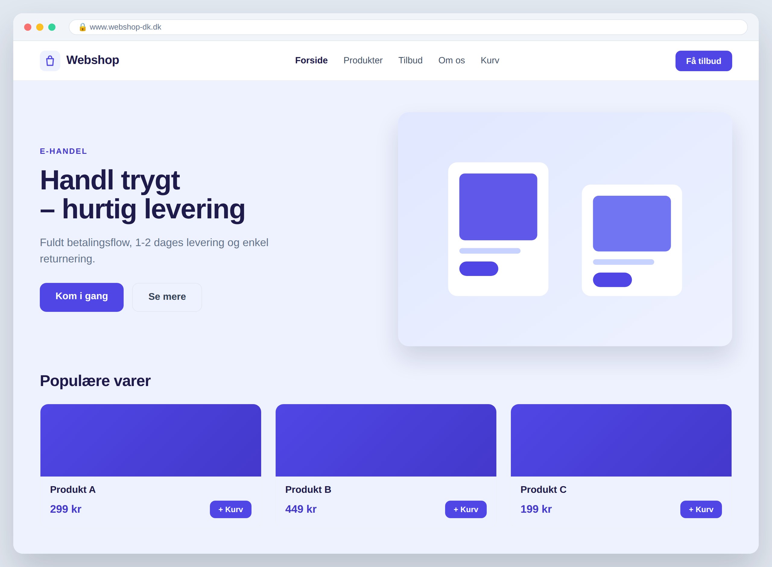 Prisvenligt hjemmeside-design til branchen Webshop