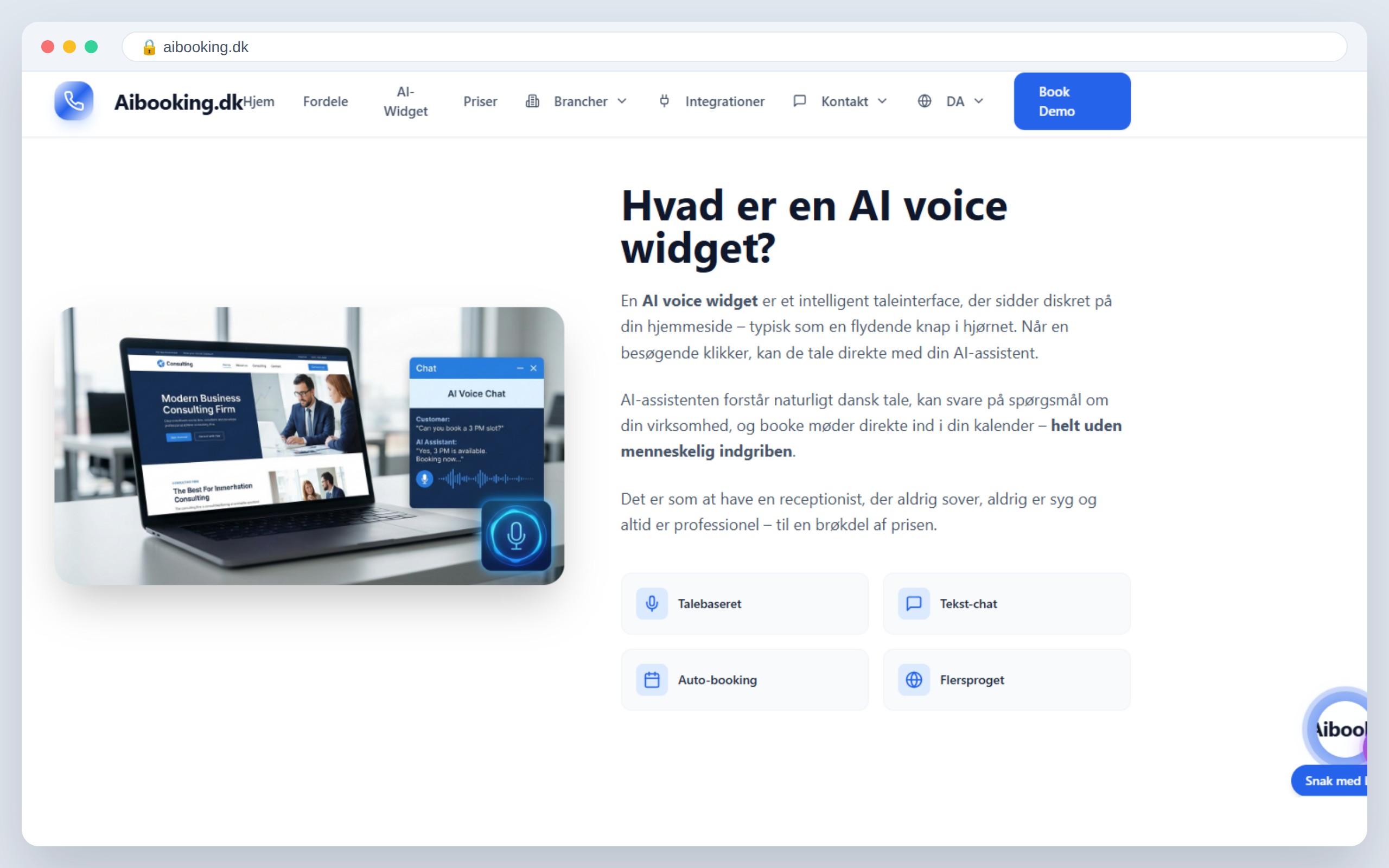 Hjemmeside vi har bygget: AI Booking